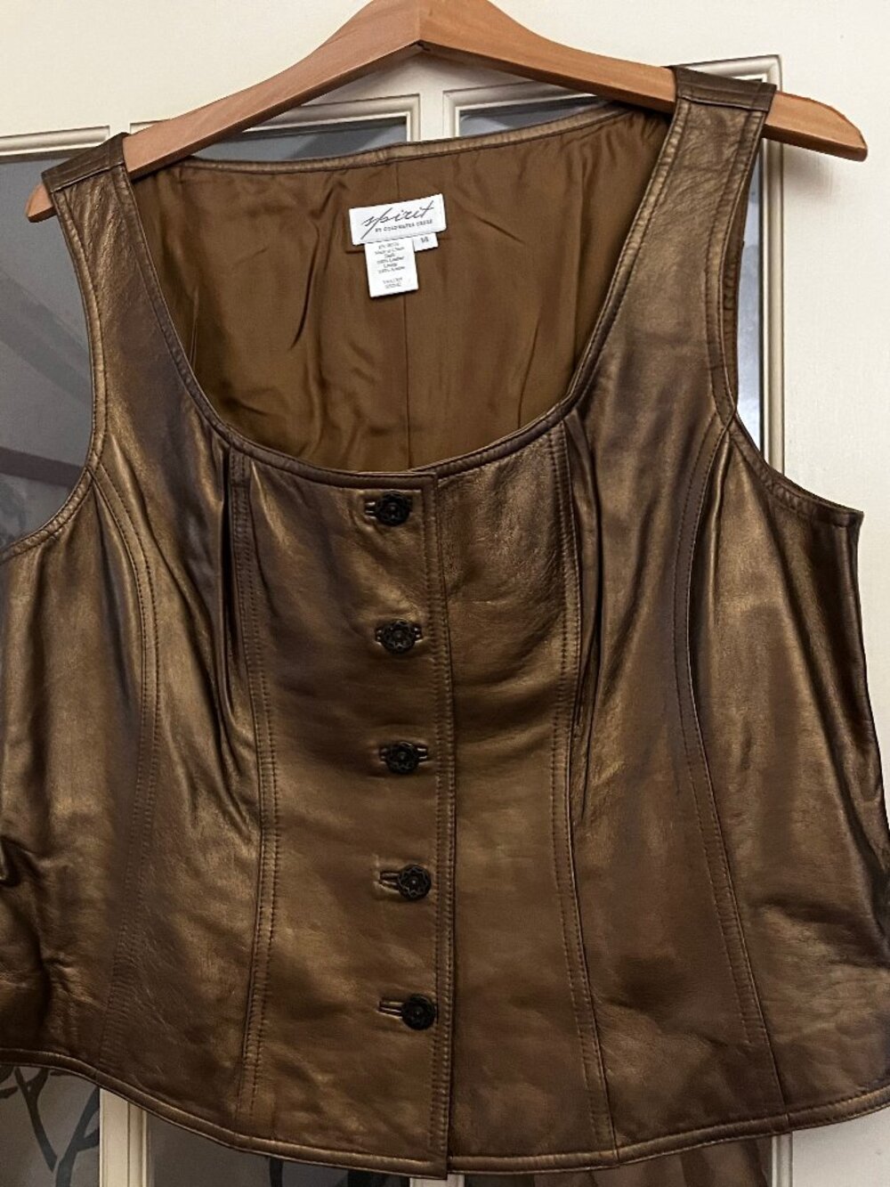 Coldwater Creek Spirit Copper Leather Vest, Lined, Women's Size 14